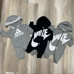 Bundle of Nike and Adidas onesies